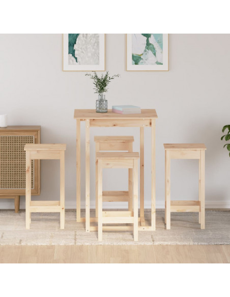 Set da Bar 5 pz in Legno Massello di Pino