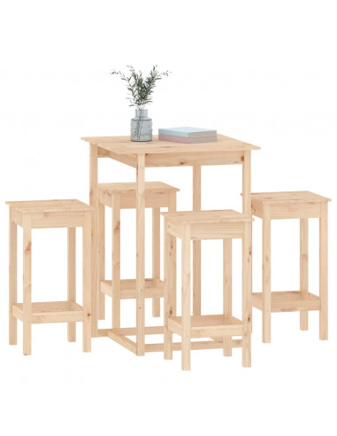 Set da Bar 5 pz in Legno Massello di Pino