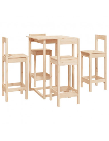 Set da Bar 5 pz in Legno Massello di Pino