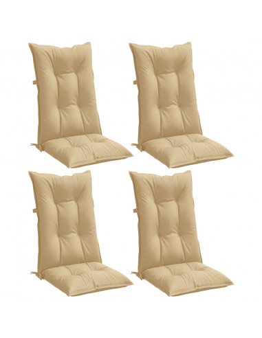 Cuscini Sedia Schiena Alta 4 Beige Mélange 120x50x7 Tessuto