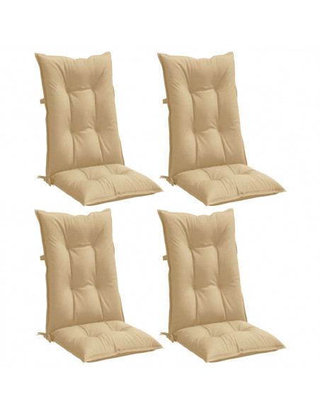 Cuscini Sedia Schiena Alta 4 Beige Mélange 120x50x7 Tessuto