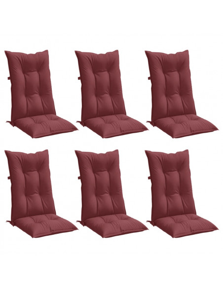 Cuscini Sedia Schiena Alta 2 Rosso Vino Mélange 120x50x7 cm