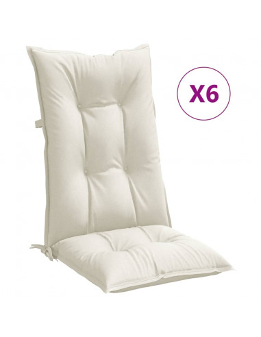 Cuscini Sedia Schiena Alta 6 Crema Mélange 120x50x7 Tessuto