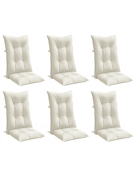 Cuscini Sedia Schiena Alta 6 Crema Mélange 120x50x7 Tessuto