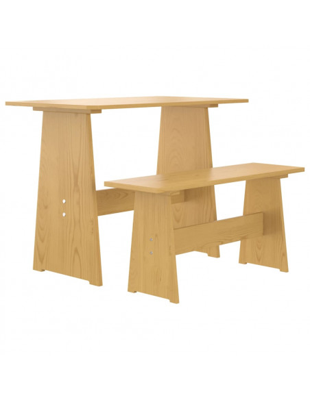 Set da Pranzo 3pz REINE Marrone Miele in Legno Massello di Pino