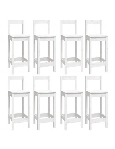 Set da Bar 9 pz Bianco in Legno Massello di Pino