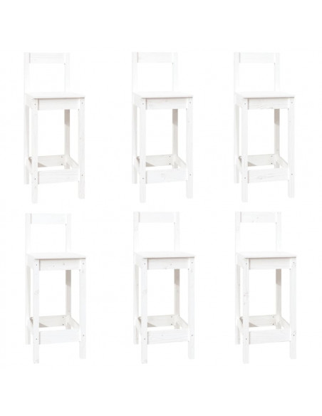 Set da Bar 7 pz Bianco in Legno Massello di Pino