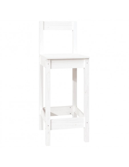 Set da Bar 7 pz Bianco in Legno Massello di Pino