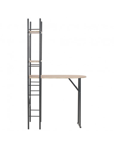 Set Tavolo e Sedie Pieghevoli con Scaffale 3 pz MDF e Acciaio