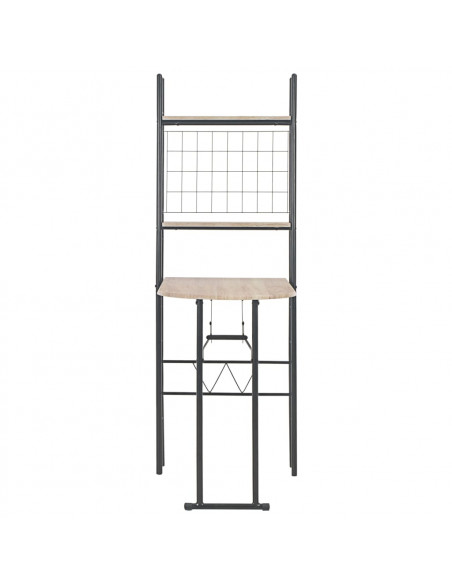 Set Tavolo e Sedie Pieghevoli con Scaffale 3 pz MDF e Acciaio