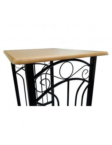 Set Tavolo da Pranzo / Bar e Sedie in Legno e Acciaio Marrone