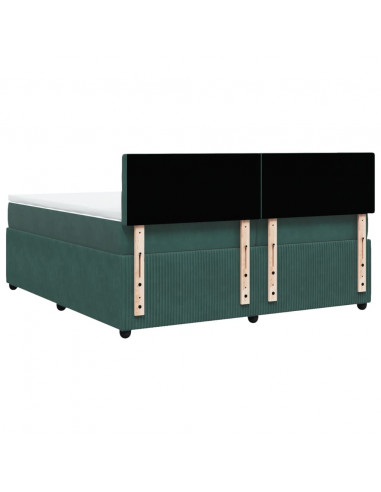 Giroletto a Molle con Materasso Verde Scuro 200x200 cm Velluto