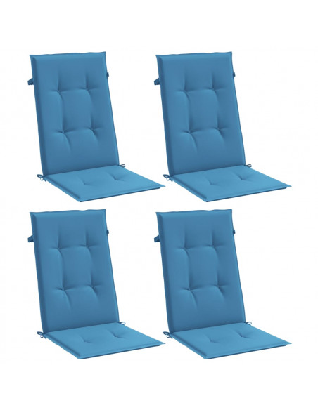 Cuscini Sedia Schiena Alta 4 Blu Mélange 120x50x4 Tessuto