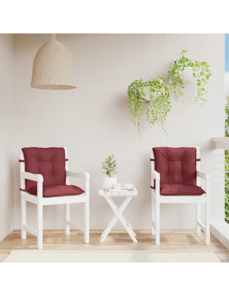 Cuscini Sedia Schiena Bassa 2 pz Rosso Vino Mélange Tessuto