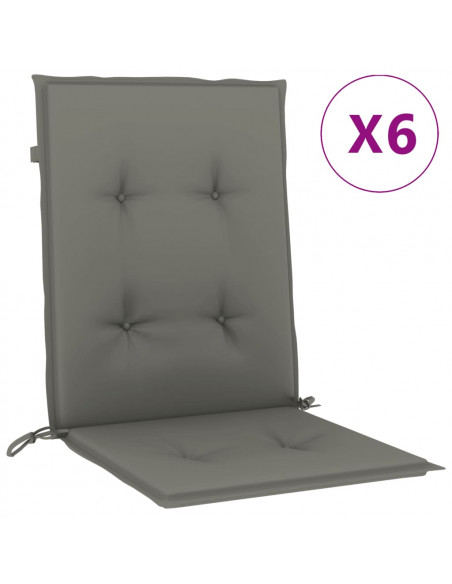 Cuscini Sedia Schiena Bassa 6 pz Grigio Mélange 100x50x4 cm