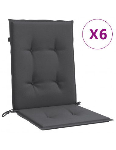 Cuscini Sedia Schiena Bassa 6 pz Antracite Mélange 100x50x4 cm