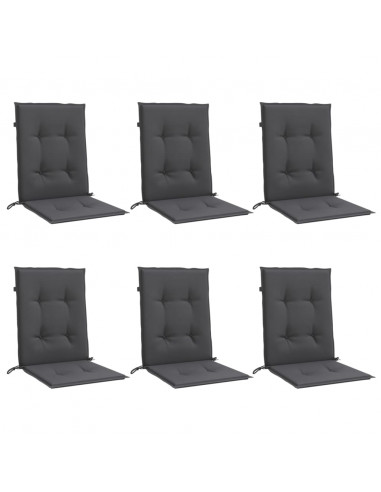 Cuscini Sedia Schiena Bassa 6 pz Antracite Mélange 100x50x4 cm