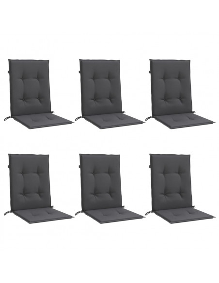 Cuscini Sedia Schiena Bassa 6 pz Antracite Mélange 100x50x4 cm