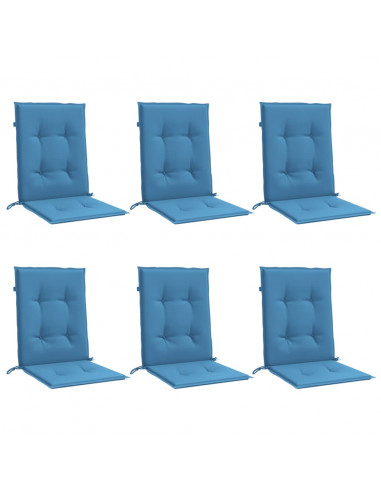Cuscini Sedia Schiena Bassa 6 pz Blu Mélange 100x50x4 Tessuto