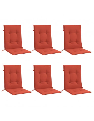 Cuscini Sedia Schiena Bassa 6 pz Rosso Mélange 100x50x4 Tessuto