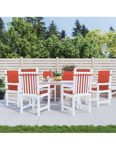 Cuscini Sedia Schiena Bassa 6 pz Rosso Mélange 100x50x4 Tessuto