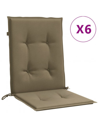 Cuscini Sedia Schiena Bassa 6 pz Tortora Mélange Tessuto
