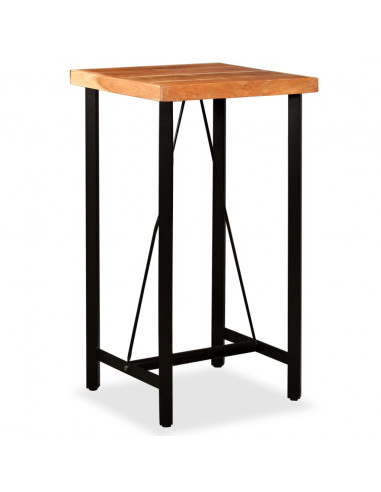 Set da Bar 3 pz in Legno Massello Acacia in Pelle Vera e Tela