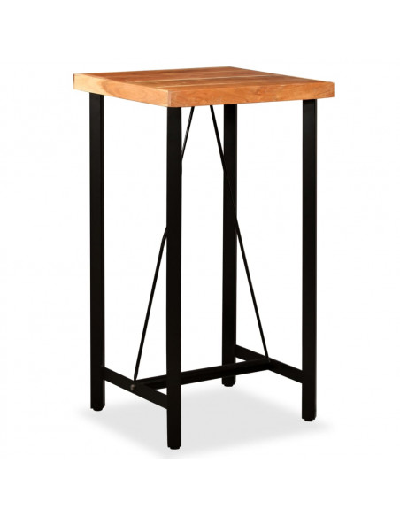 Set da Bar 3 pz in Legno Massello Acacia in Pelle Vera e Tela