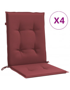 Cuscini Sedia Schiena Bassa 4 pz Rosso Vino Mélange Tessuto 2