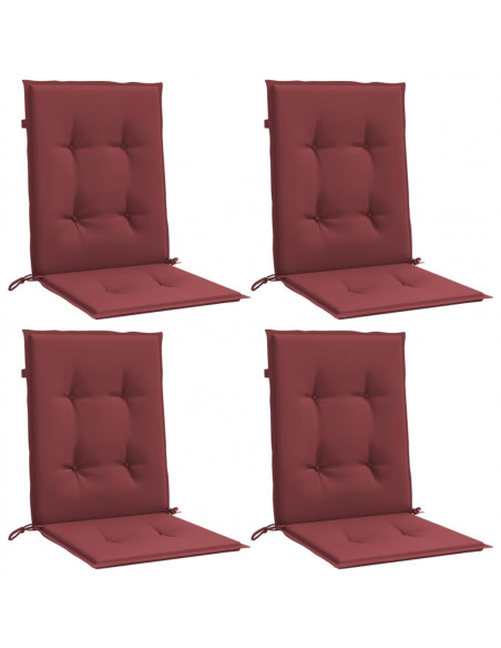 Cuscini Sedia Schiena Bassa 4 pz Rosso Vino Mélange Tessuto