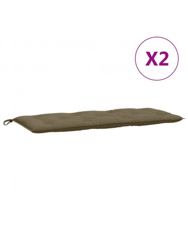 Cuscini Panca Giardino 2pz Tortora Mélange 120x50x7 cm Tessuto