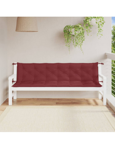 Cuscini Panca Giardino 2pz Rosso Vino Mélange 200x50x7 cm