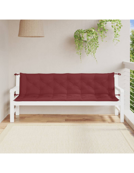 Cuscini Panca Giardino 2pz Rosso Vino Mélange 200x50x7 cm