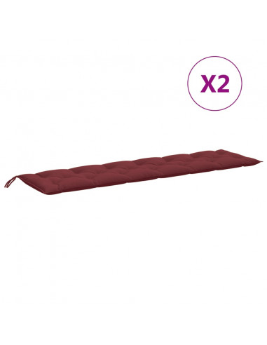 Cuscini Panca Giardino 2pz Rosso Vino Mélange 200x50x7 cm