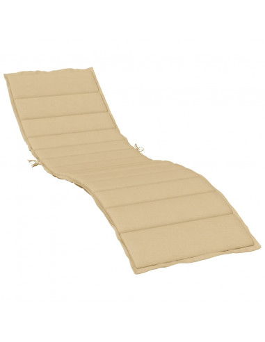 Lettino Prendisole con Cuscino Beige Mélange 200x50x4cm Tessuto