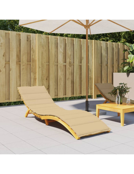 Lettino Prendisole con Cuscino Beige Mélange 200x50x4cm Tessuto