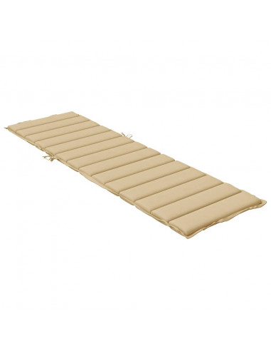 Lettino Prendisole con Cuscino Beige Mélange 200x50x4cm Tessuto