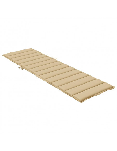 Lettino Prendisole con Cuscino Beige Mélange 200x50x4cm Tessuto