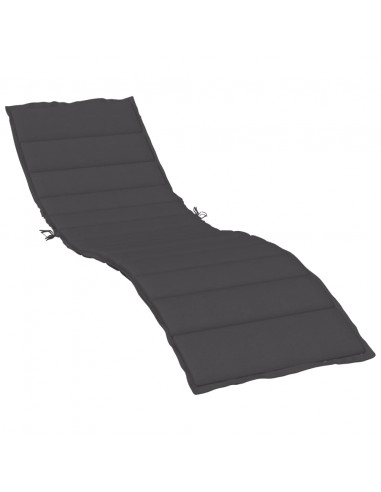 Lettino Prendisole con Cuscino Antracite Mélange 200x60x4 cm