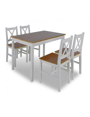 Set da Pranzo 5 pz Marrone e Bianco