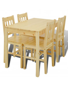 Tavolo con 4 sedie in Legno Naturale 2