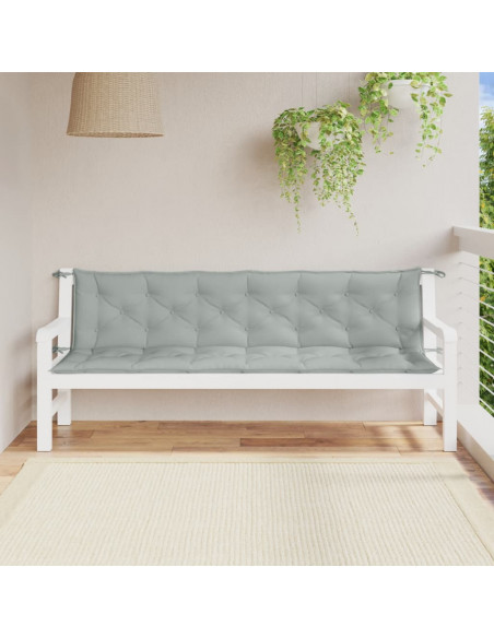 Cuscini Panca Giardino 2pz Grigio Chiaro Mélange 200x50x7 cm
