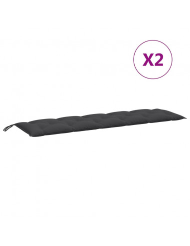 Cuscini Panca Giardino 2pz Antracite Mélange 180x50x7cm Tessuto