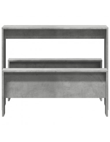 Set Tavolo da Pranzo e Panche 3 pz Grigio Cemento in Truciolato