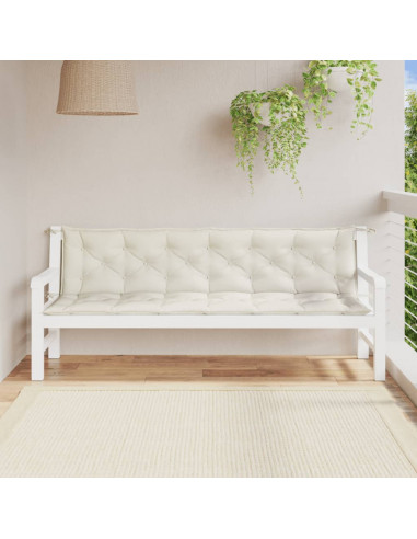 Cuscini Panca Giardino 2pz Crema Mélange 200x50x7 cm Tessuto