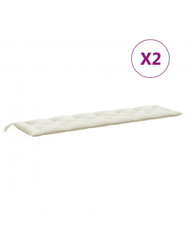 Cuscini Panca Giardino 2pz Crema Mélange 200x50x7 cm Tessuto