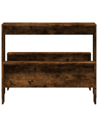 Set Tavolo da Pranzo e Panche 3 pz Rovere Fumo in Truciolato