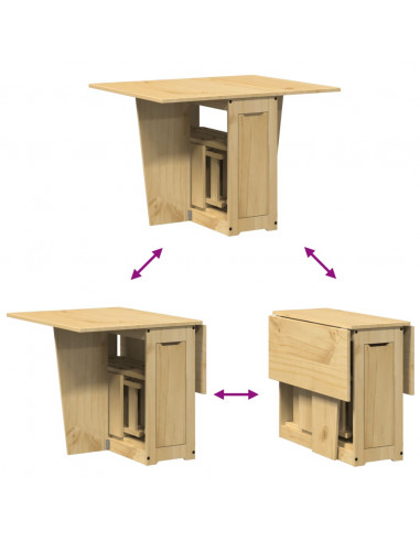 Set da Pranzo 5 pz Corona Pieghevole Marrone Cera in Pino