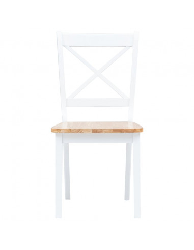 Set da Pranzo 5 pz in Legno Massello di Hevea Bianco e Marrone