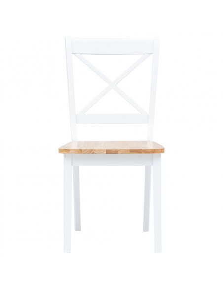 Set da Pranzo 5 pz in Legno Massello di Hevea Bianco e Marrone